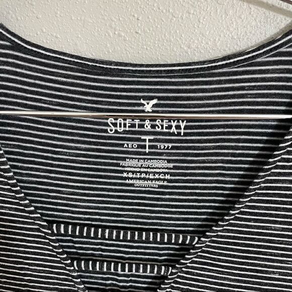 American Eagle Soft and Sexy Striped Bell Sleeve Top - Picture 2 of 4